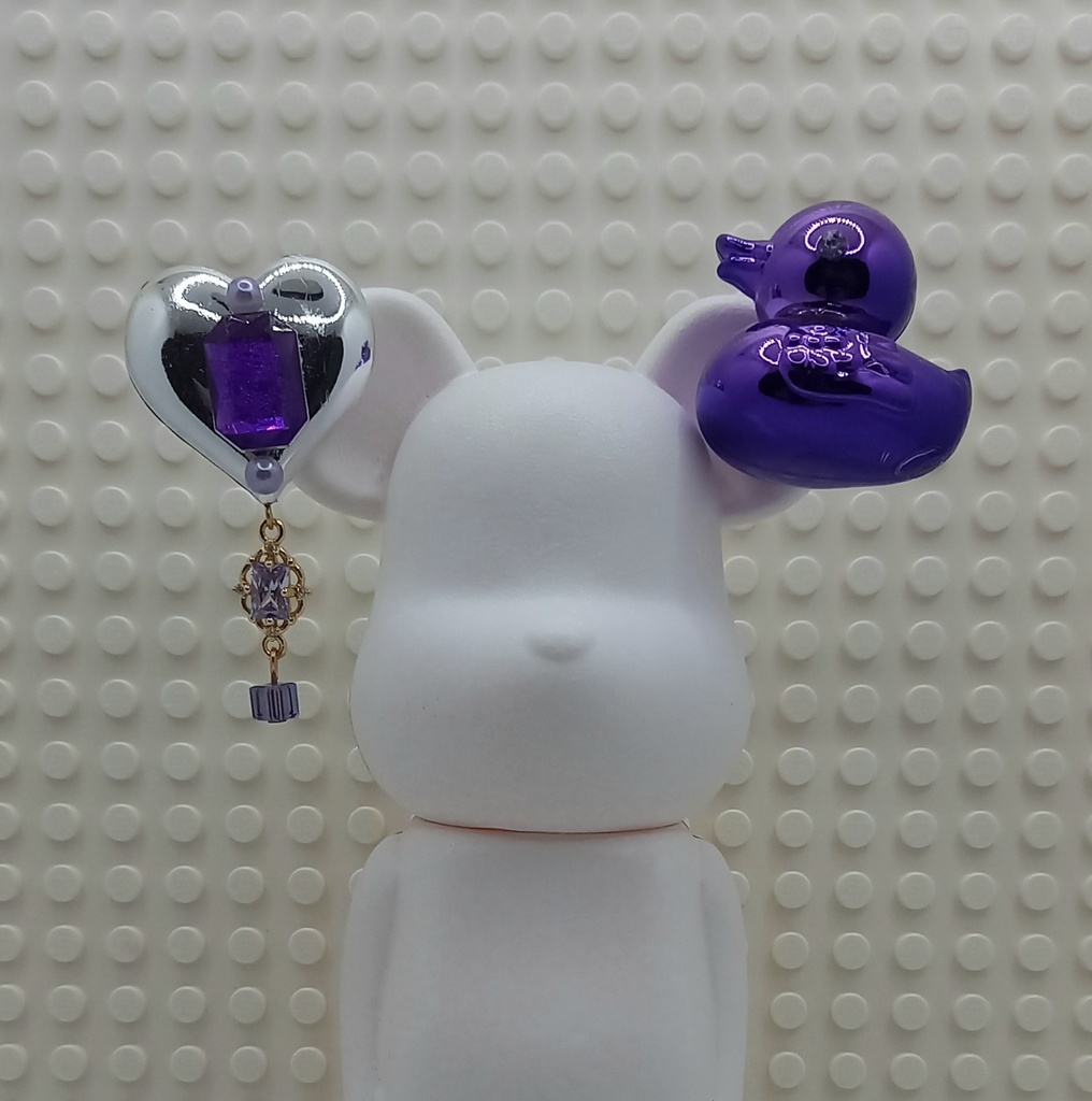 【ちょい重】ホイルチョコハート&ダック アシンメトリー スタッド ピアス