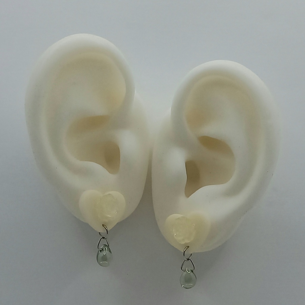 【軽量】ホワイトハート ローズ カラーチェンジ ピアス 4種