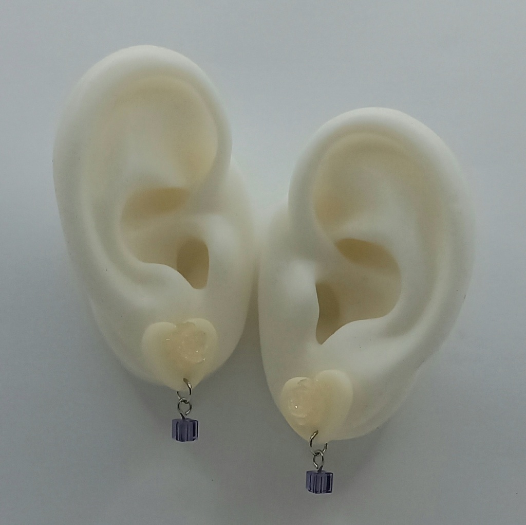 【軽量】ホワイトハート ローズ カラーチェンジ ピアス 4種