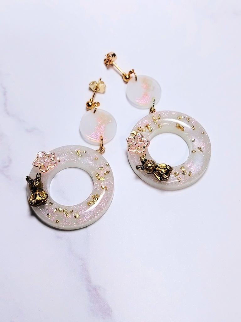 レジンアクセサリー ピアス クリア系No.02