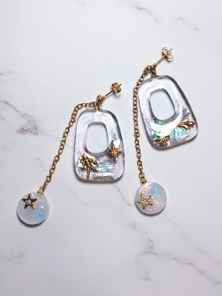 レジンアクセサリー ピアス クリア系No.01