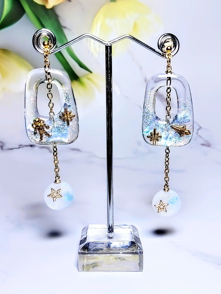 レジンアクセサリー ピアス クリア系No.01