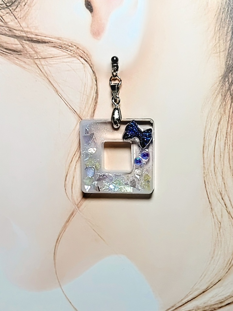 レジンアクセサリー ピアス クリア系No.03