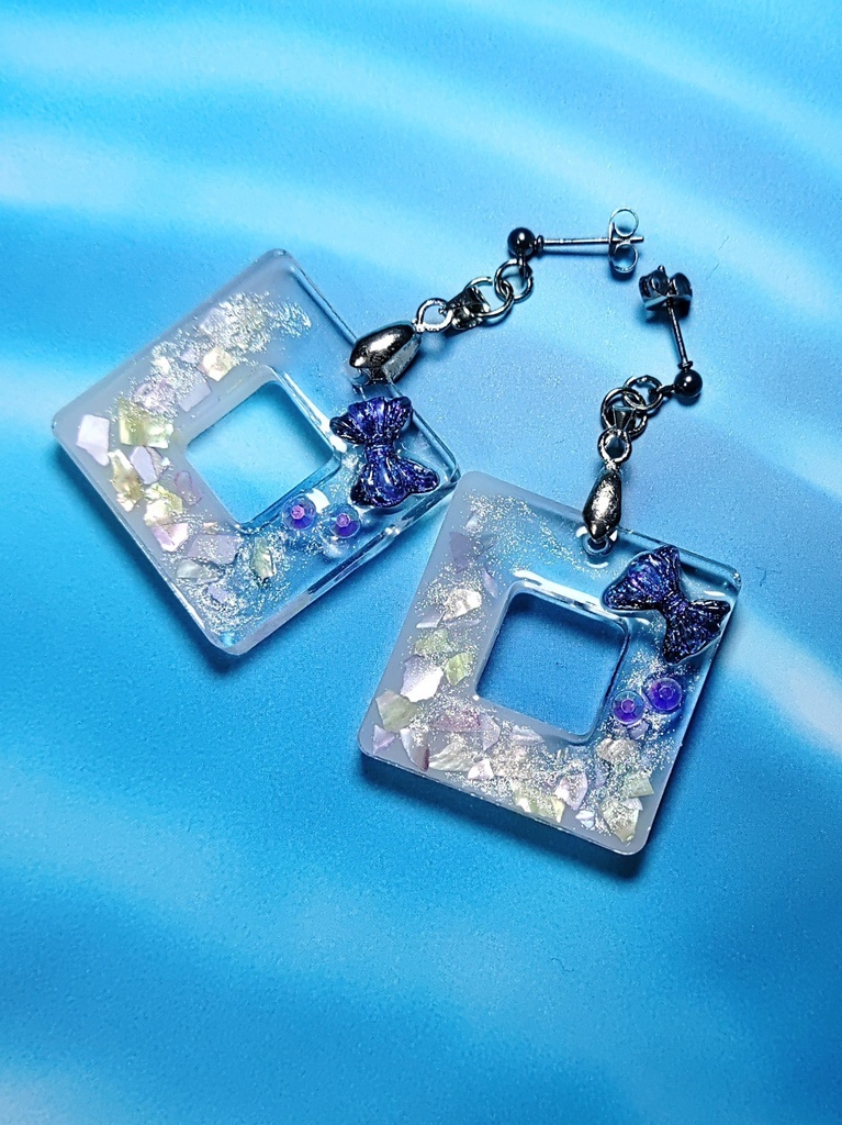 レジンアクセサリー ピアス クリア系No.03