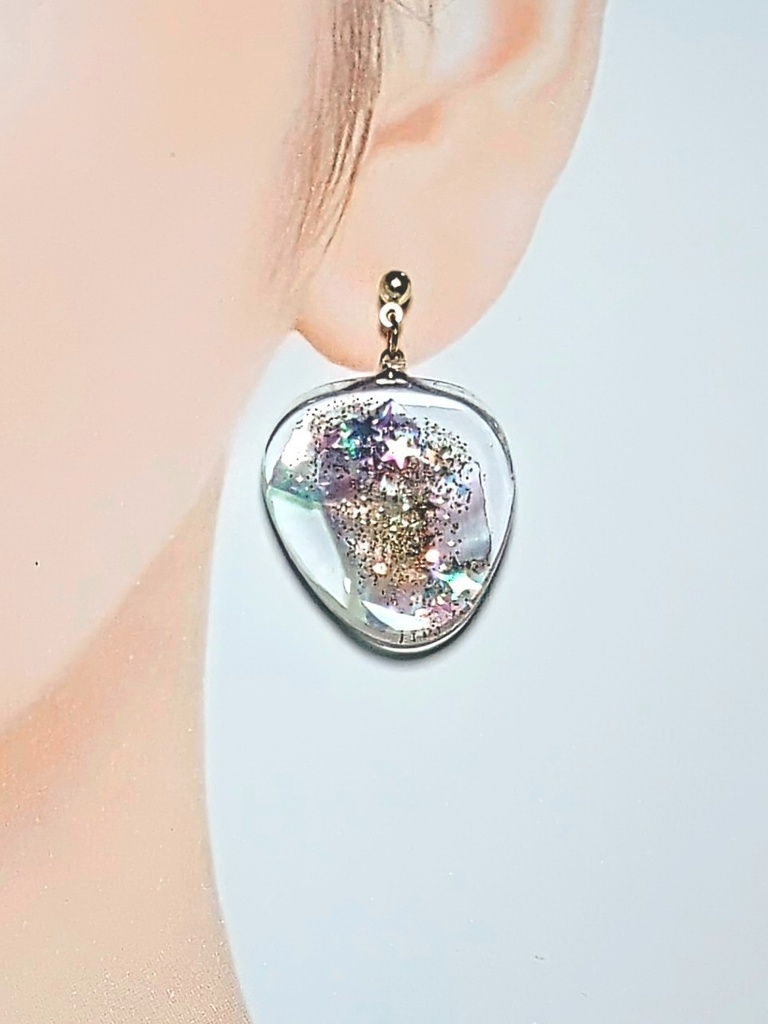 レジンアクセサリー ピアス クリア系No.04
