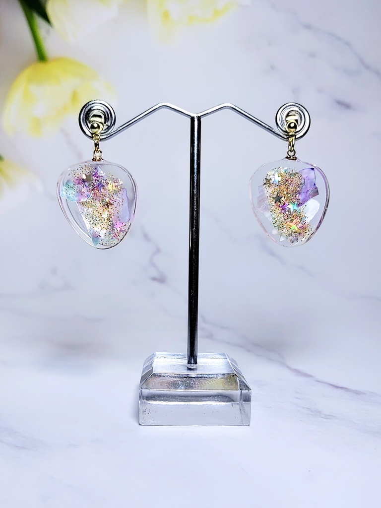 レジンアクセサリー ピアス クリア系No.04