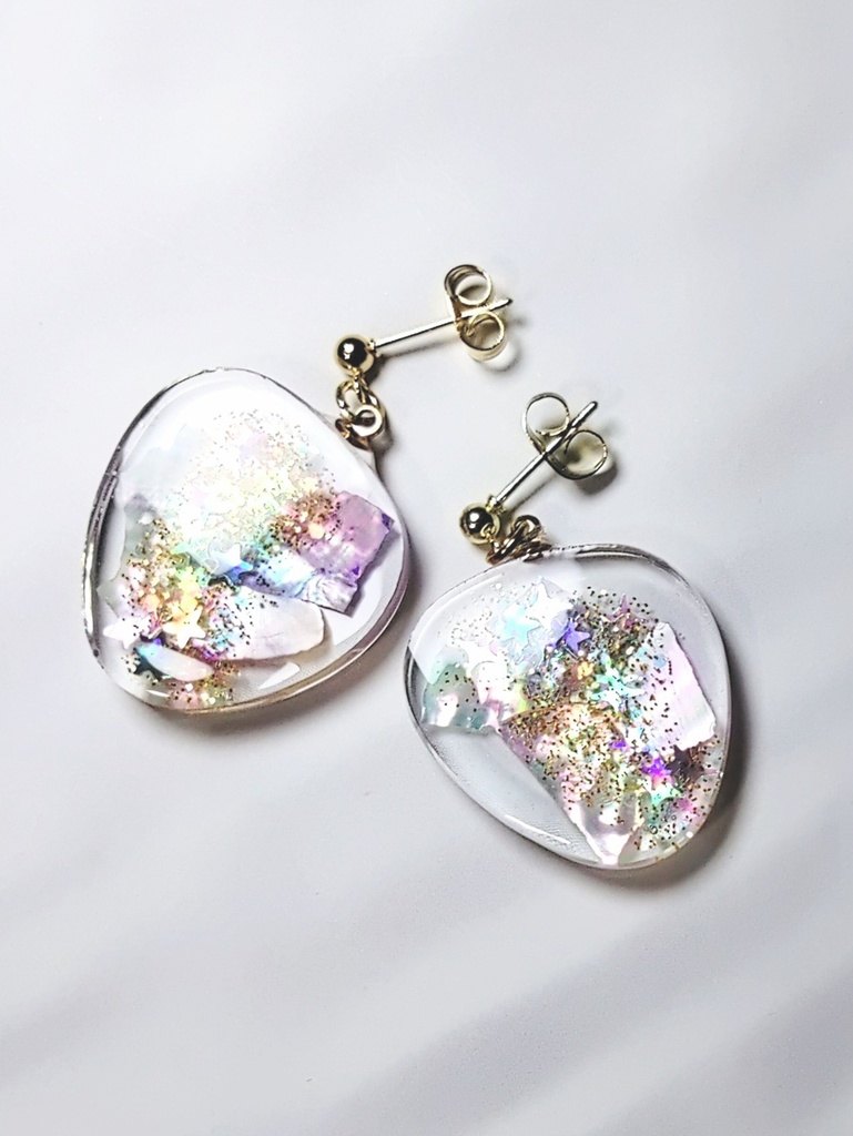 レジンアクセサリー ピアス クリア系No.04