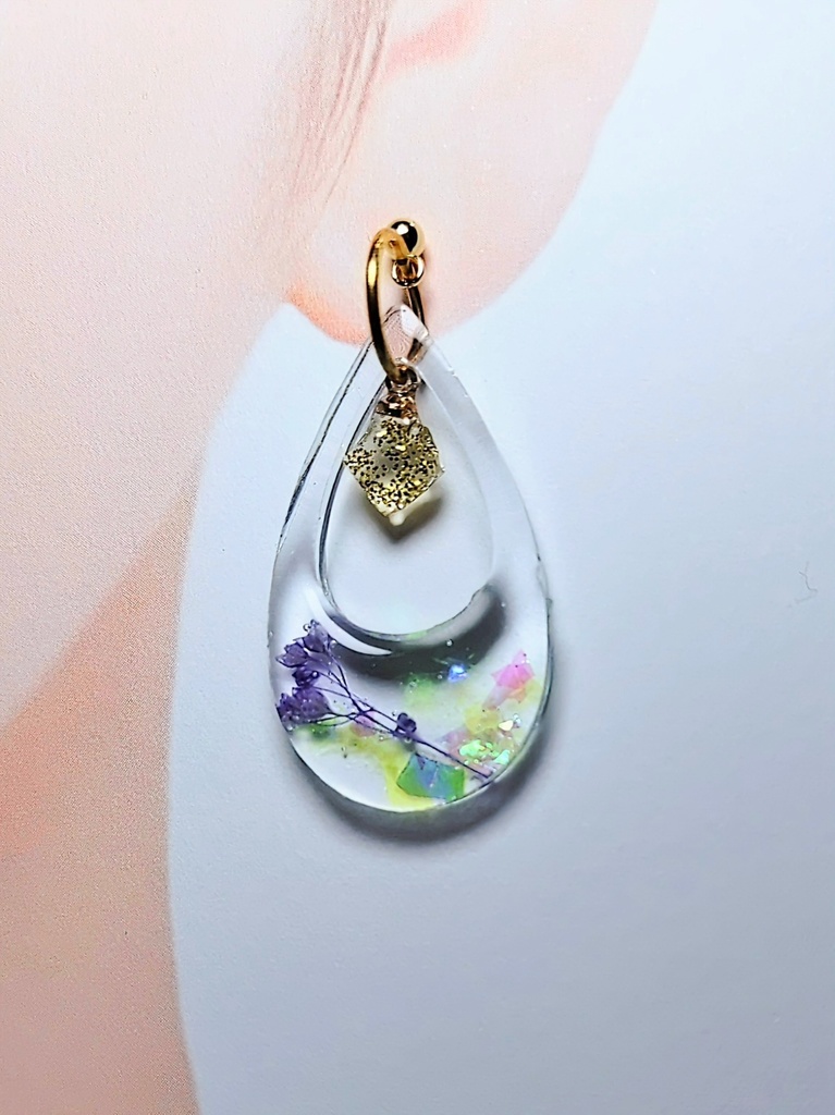 レジンアクセサリー ピアス クリア系No.06