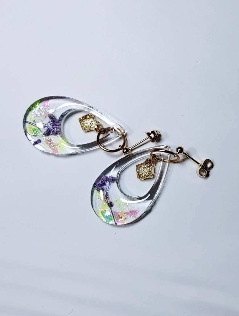 レジンアクセサリー ピアス クリア系No.06