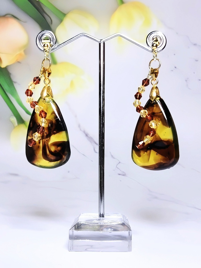 レジンアクセサリー ピアス ベッコウNo.03