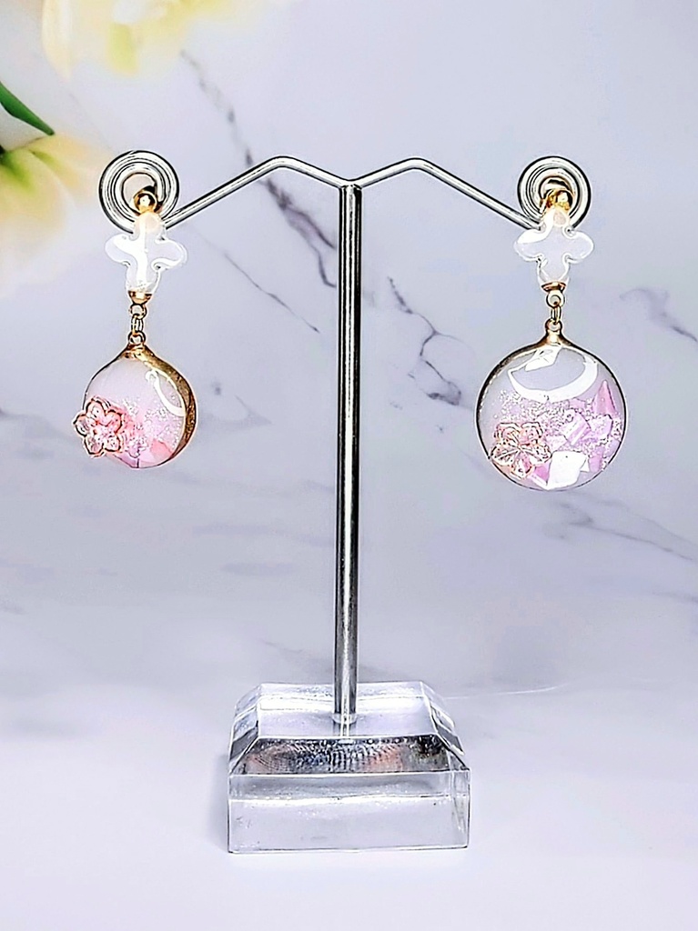 レジンアクセサリー ピアス ピンク系No.04