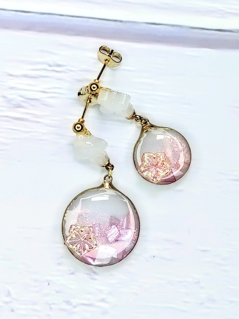 レジンアクセサリー ピアス ピンク系No.04