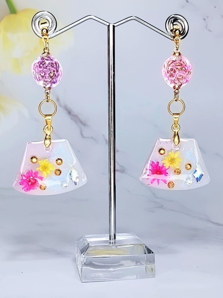 レジンアクセサリー ピアス ピンク系No.07