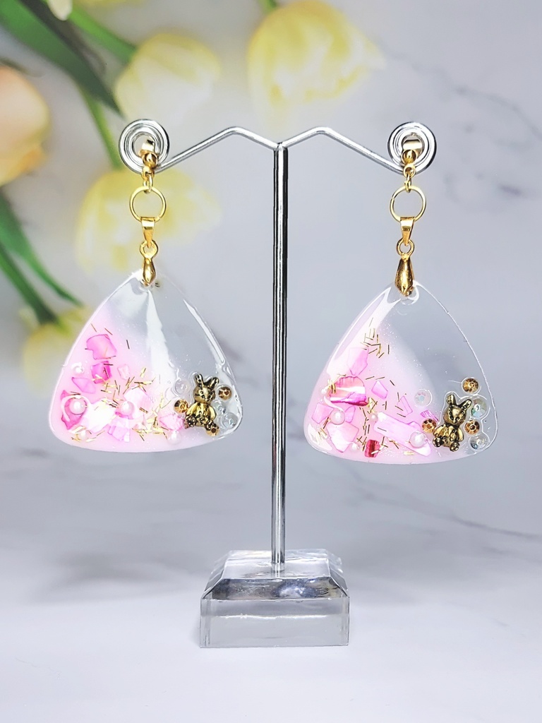 レジンアクセサリー ピアス ピンク系No.12