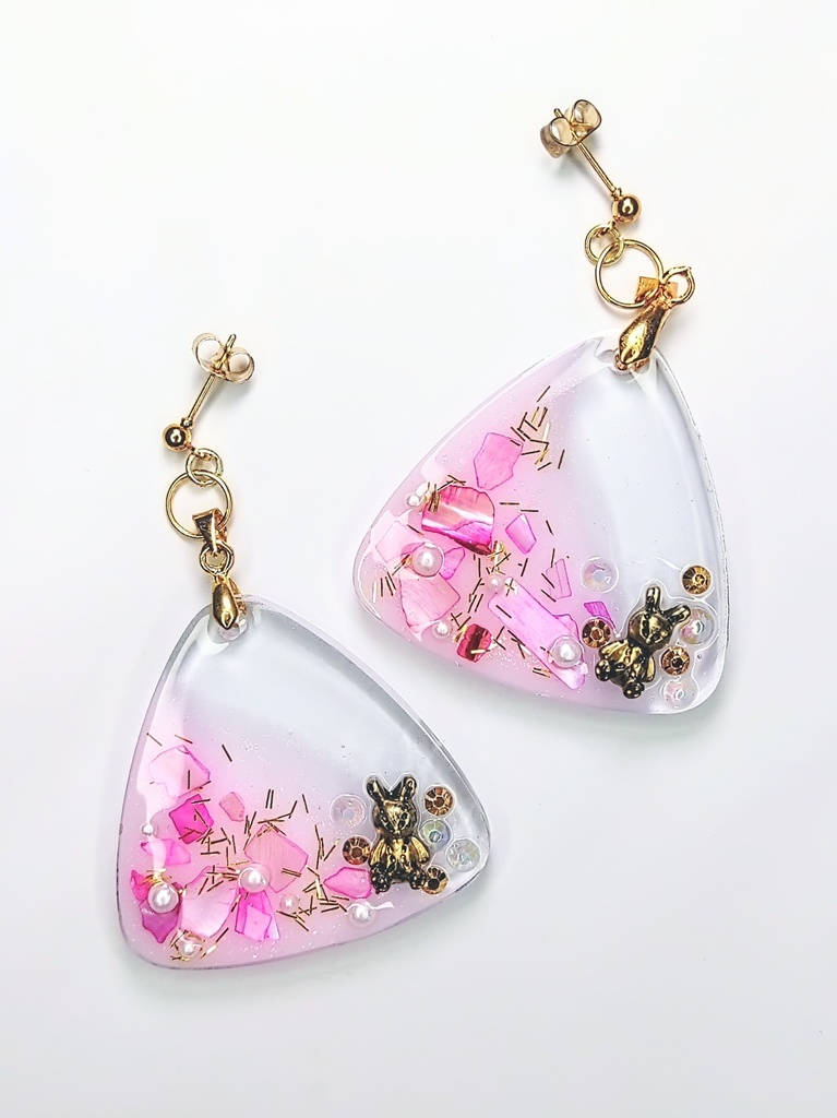 レジンアクセサリー ピアス ピンク系No.12