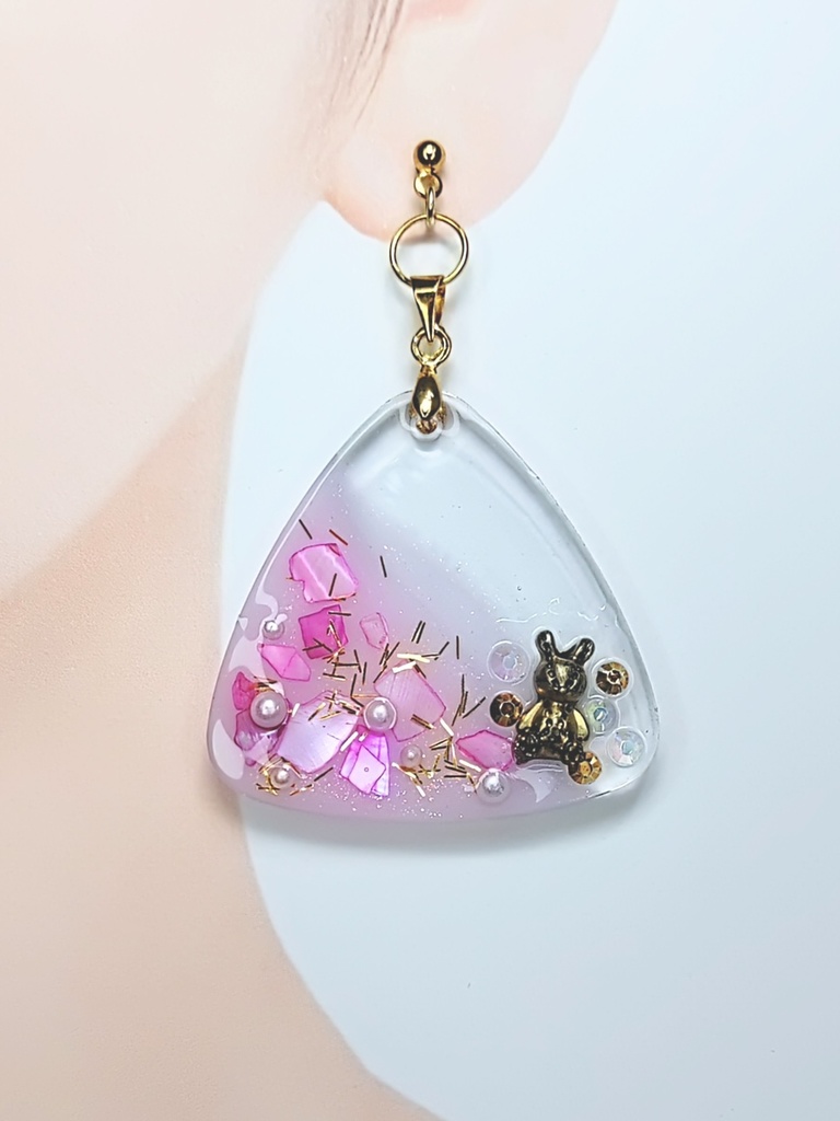 レジンアクセサリー ピアス ピンク系No.12