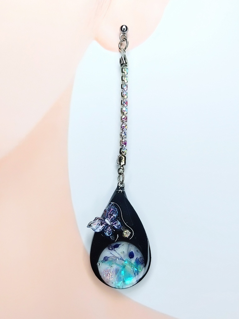 レジンアクセサリー ピアス ブラック系No.06