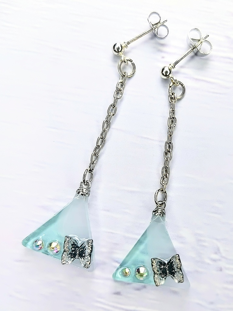 レジンアクセサリー ピアス グリーン系No.06