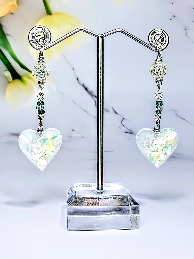 レジンアクセサリー ピアス グリーン系No.07