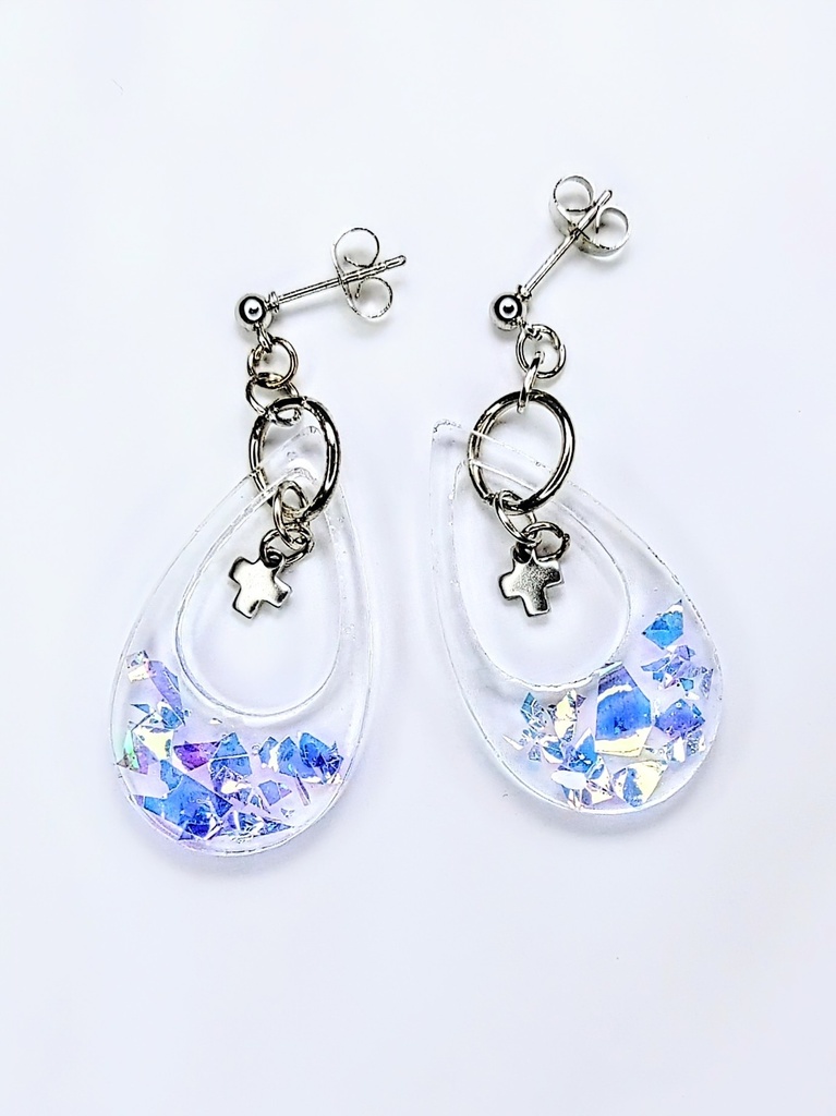 レジンアクセサリー ピアス クリア系No.08