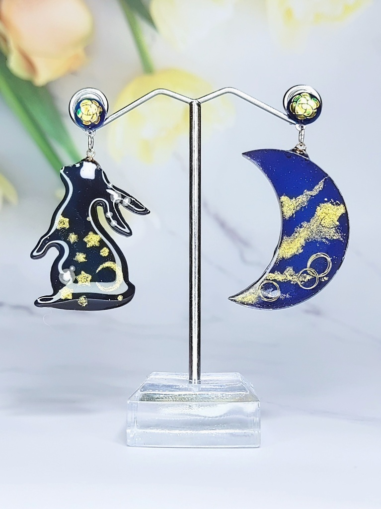 レジンアクセサリー ピアス ブルー系No.06