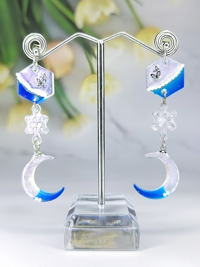 レジンアクセサリー ピアス ブルー系No.07