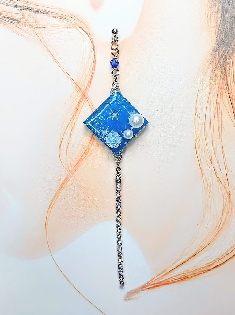 レジンアクセサリー ピアス ブルー系No.10