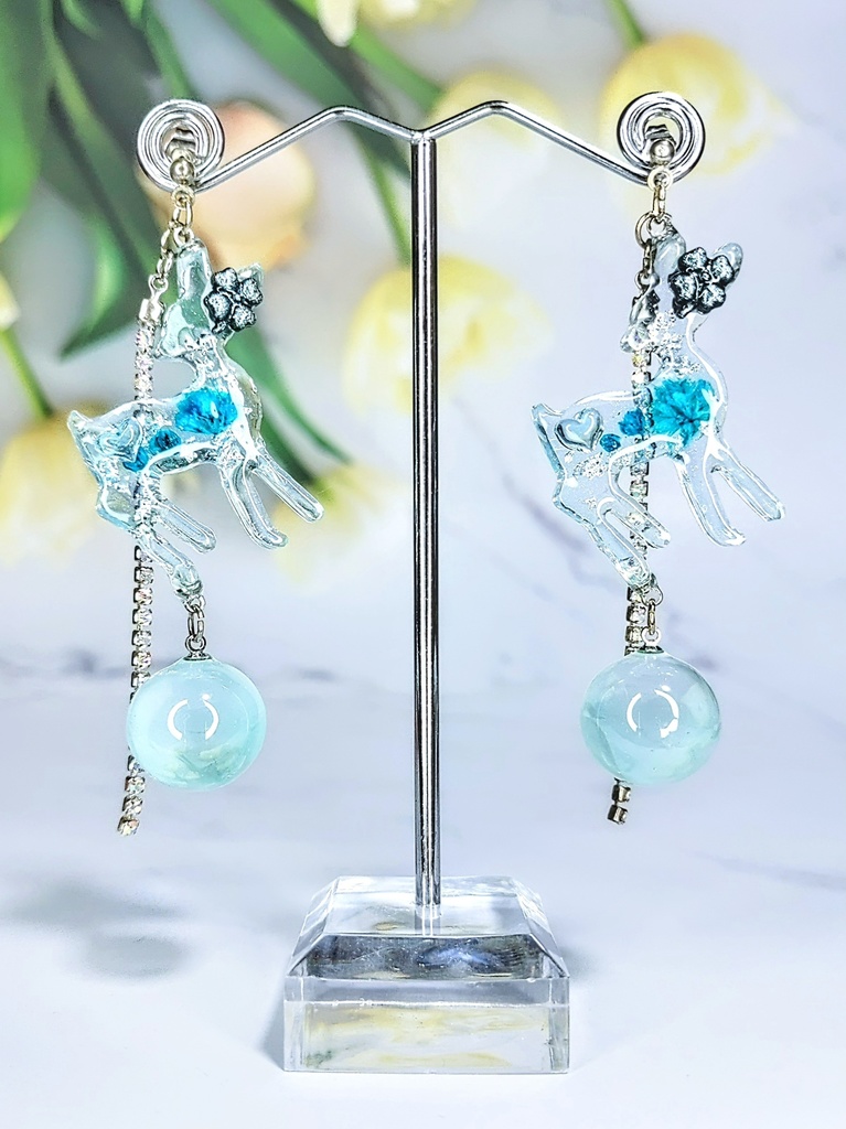 レジンアクセサリー ピアス ブルー系No.16