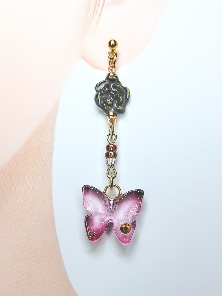 レジンアクセサリー ピアス ピンク系No.15