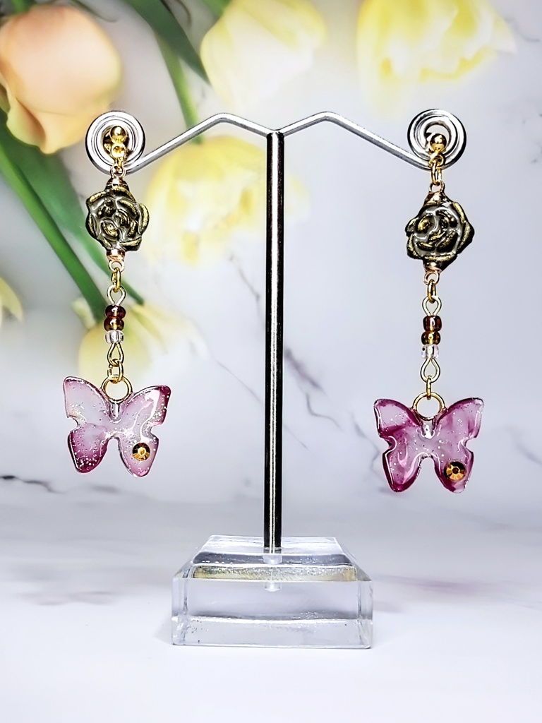 レジンアクセサリー ピアス ピンク系No.15