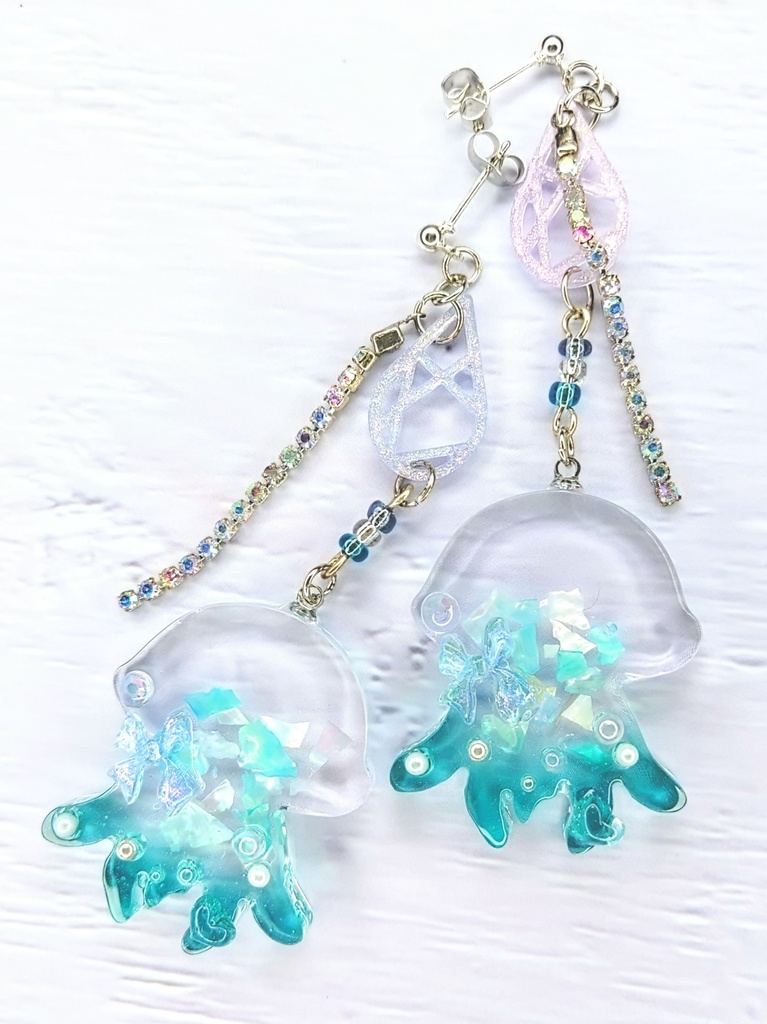 レジンアクセサリー ピアス ブルー系No.21