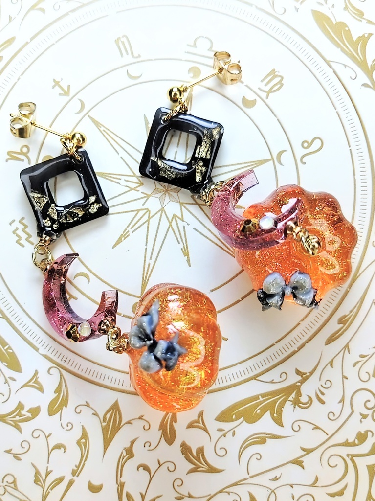 レジンアクセサリー ピアス シーズナル ハロウィン系No.09