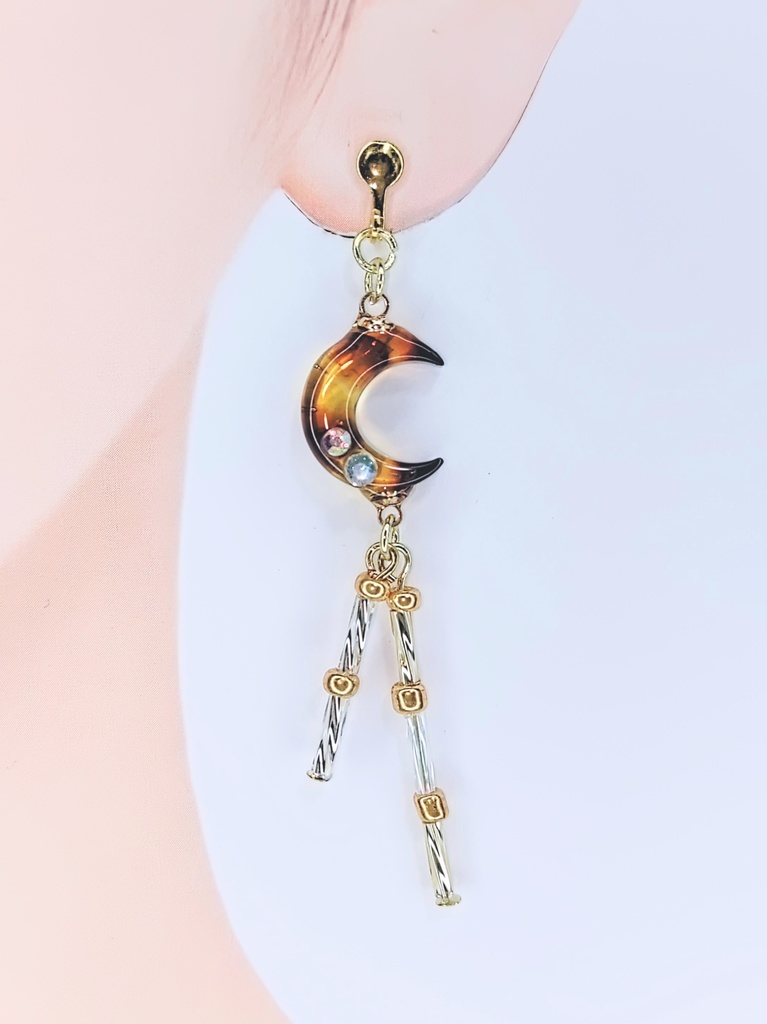 レジンアクセサリー イヤリング ベッコウNo.07