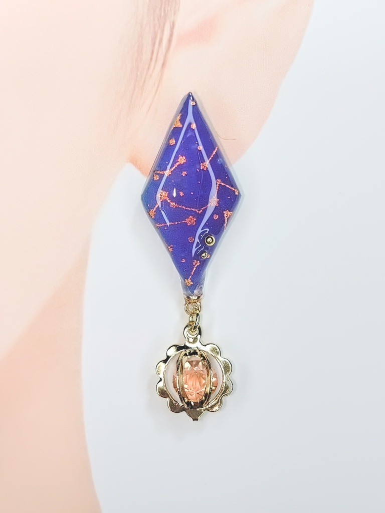 レジンアクセサリー ピアス パープル系No.02