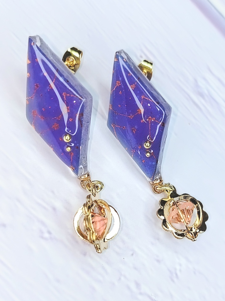 レジンアクセサリー ピアス パープル系No.02