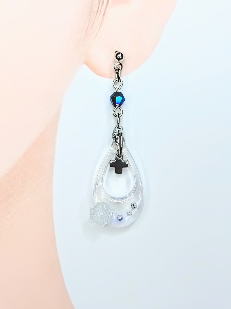 レジンアクセサリー ピアス クリア系No.14