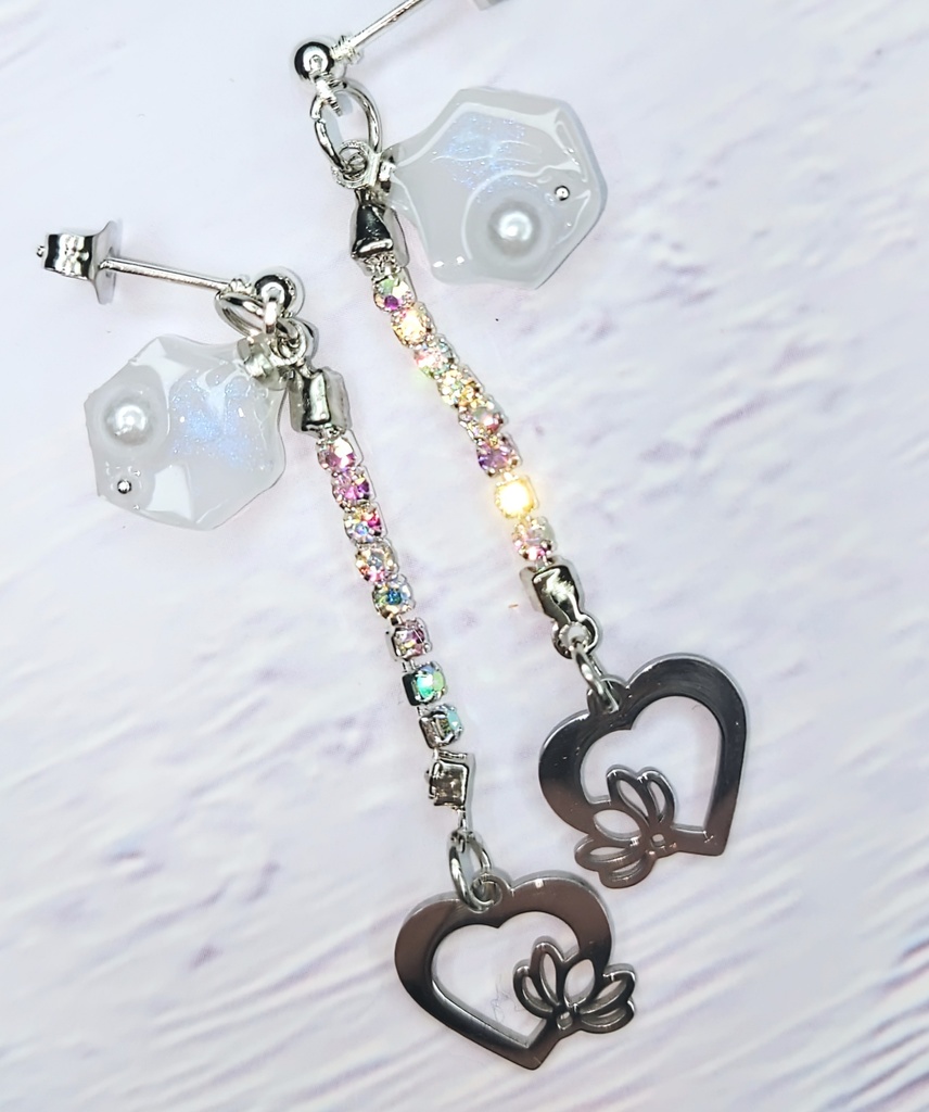 レジンアクセサリー ピアス クリア系No.15