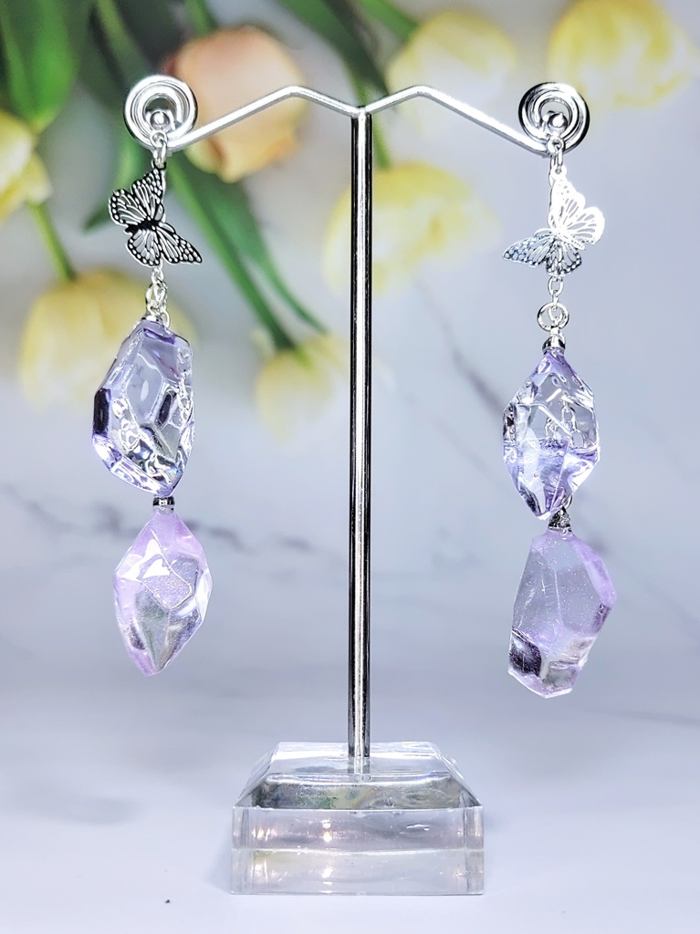 レジンアクセサリー ピアス パープル系No.04