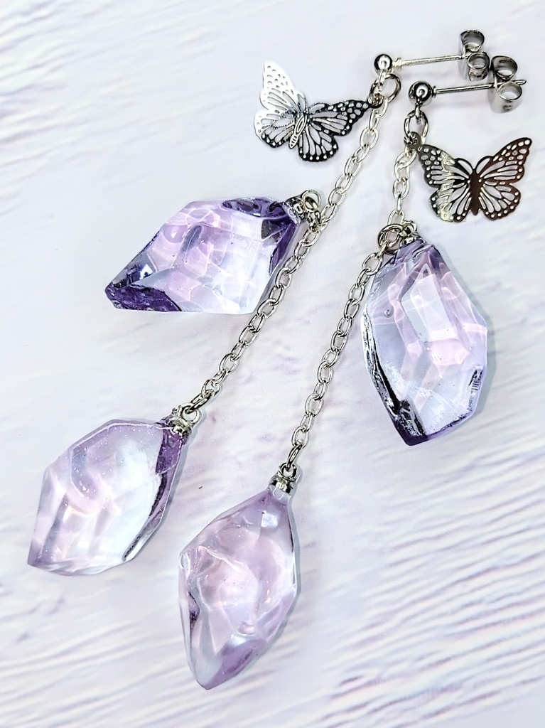 レジンアクセサリー ピアス パープル系No.04