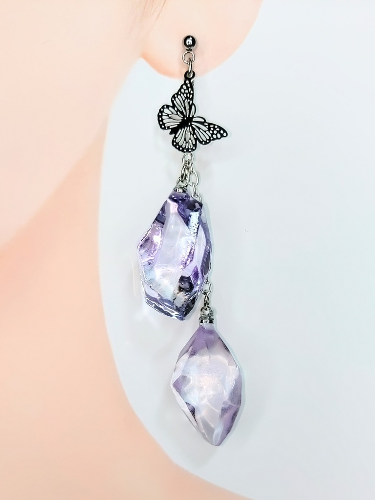 レジンアクセサリー ピアス パープル系No.04