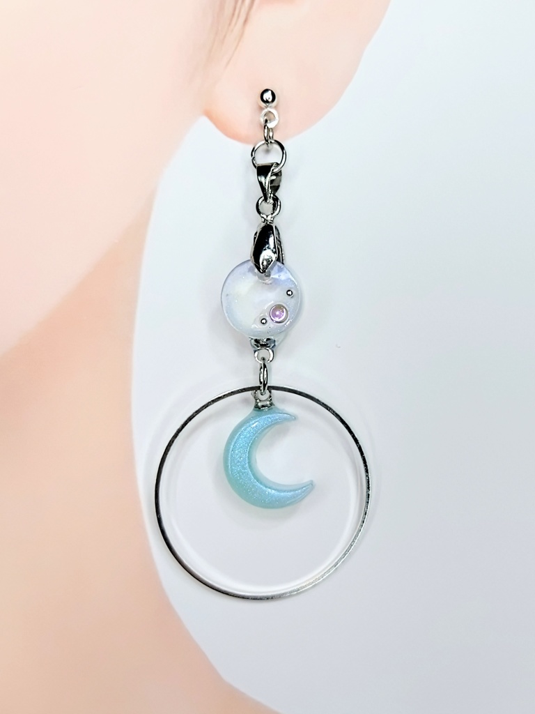 レジンアクセサリー ピアス ブルー系No.22