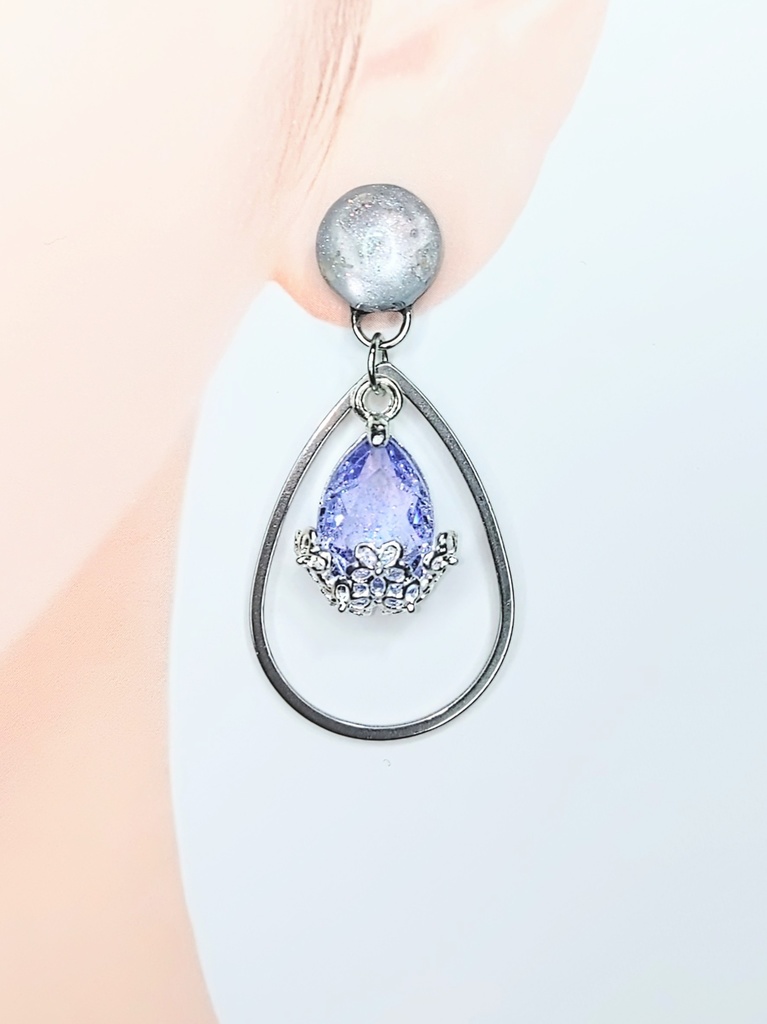 レジンアクセサリー ピアス パープル系No.05