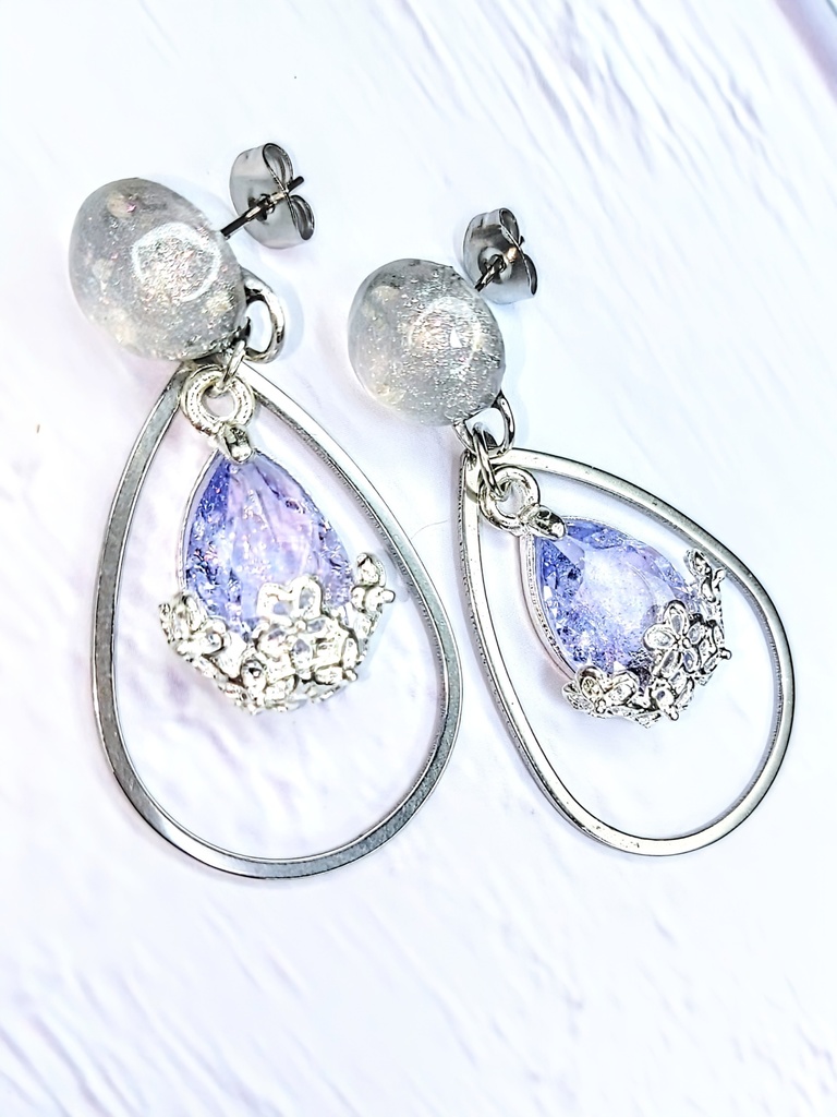 レジンアクセサリー ピアス パープル系No.05