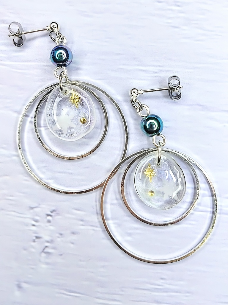 レジンアクセサリー ピアス クリア系No.17