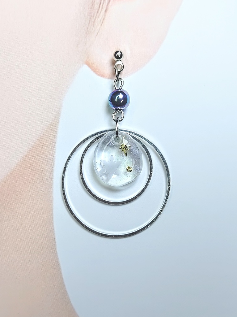 レジンアクセサリー ピアス クリア系No.17