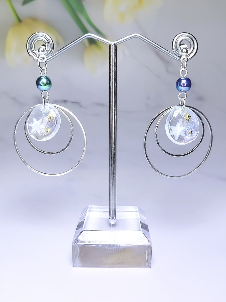 レジンアクセサリー ピアス クリア系No.17