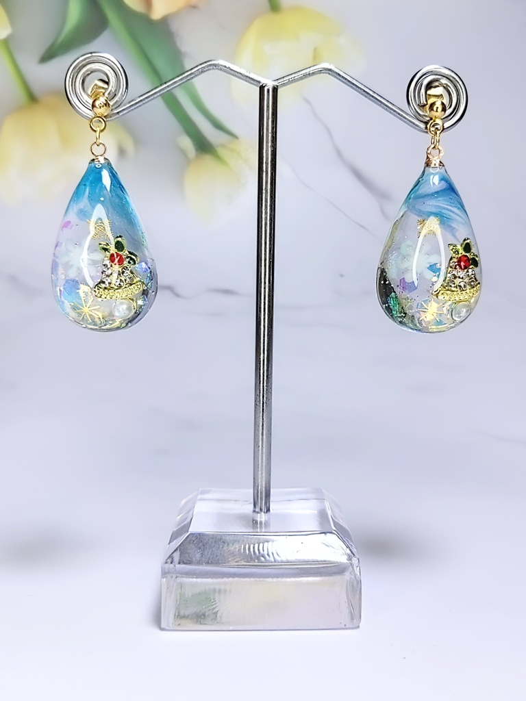 レジンアクセサリー ピアス シーズナル クリスマス系No.05