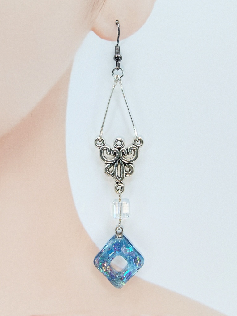 レジンアクセサリー ピアス ブルー系No.26