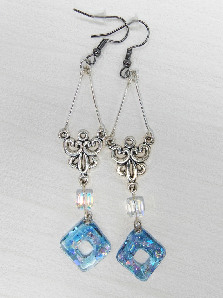 レジンアクセサリー ピアス ブルー系No.26