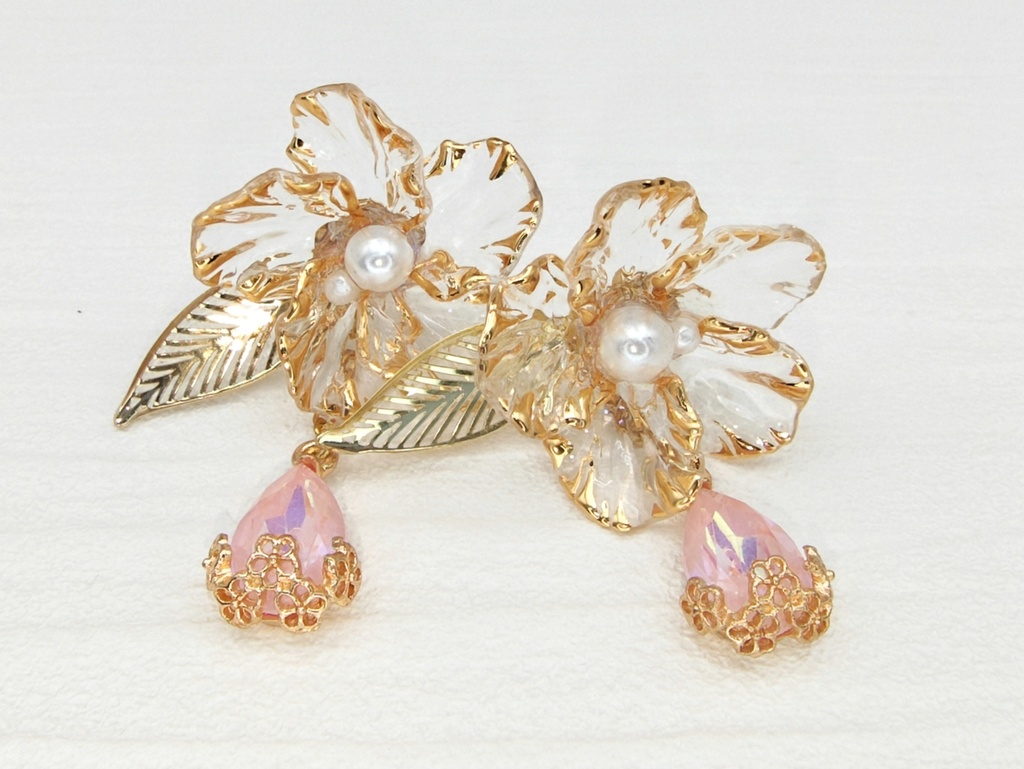 レジンアクセサリー イヤリング クリア系No.18